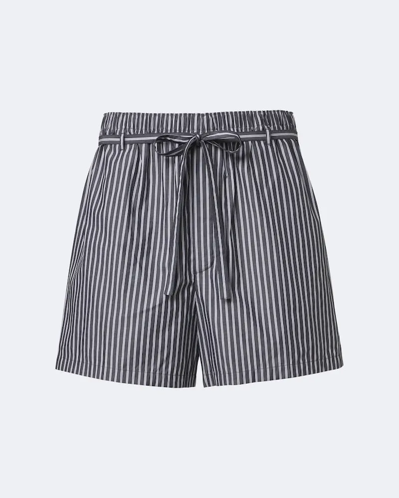 Saint Laurent Shorts in popeline di cotone a righe Nero