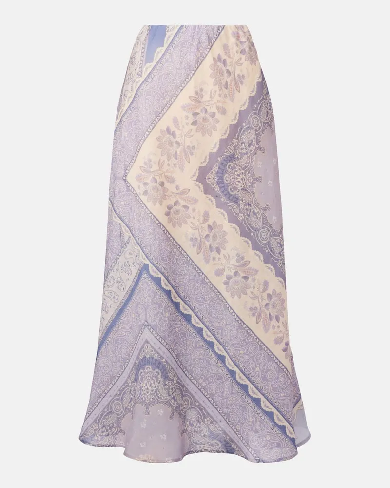 Zimmermann Gonna Lucky in lino con stampa Viola