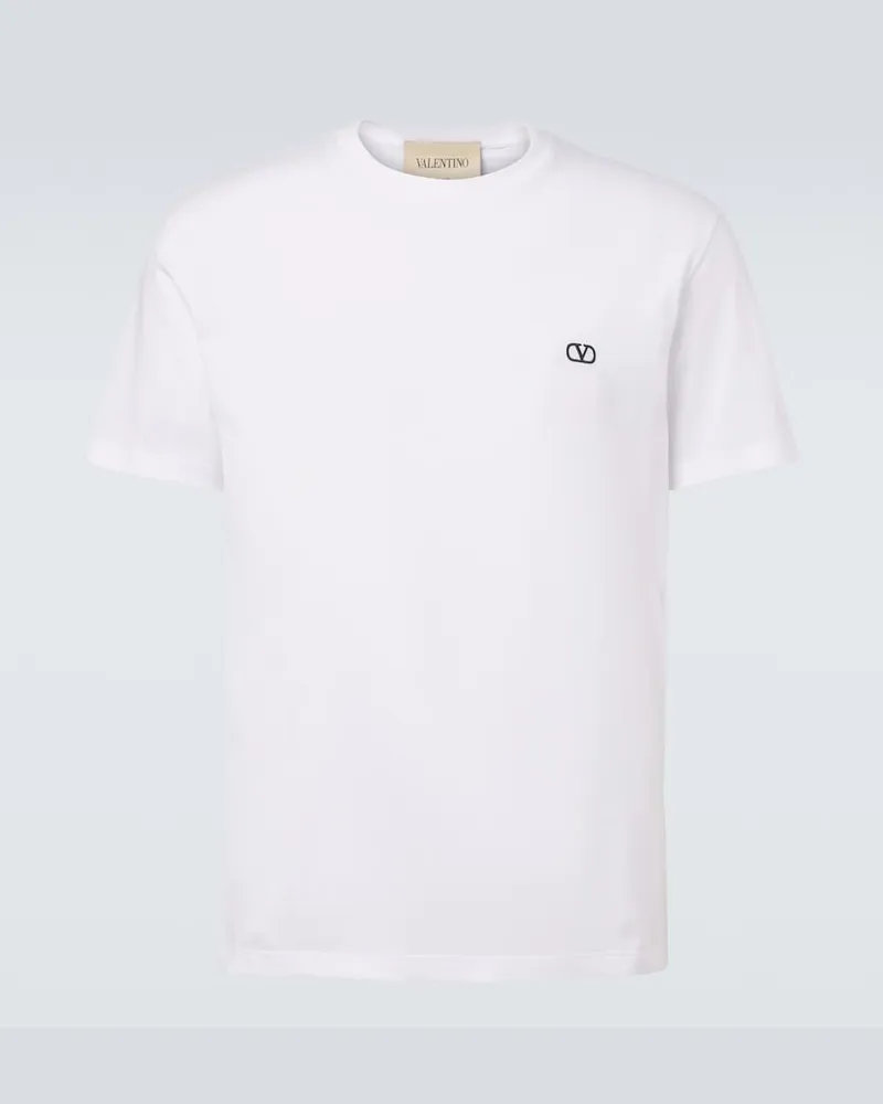 Valentino Garavani T-shirt VGold in jersey di cotone Bianco