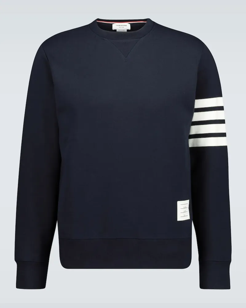 Thom Browne Felpa in cotone 4-Bar Blu