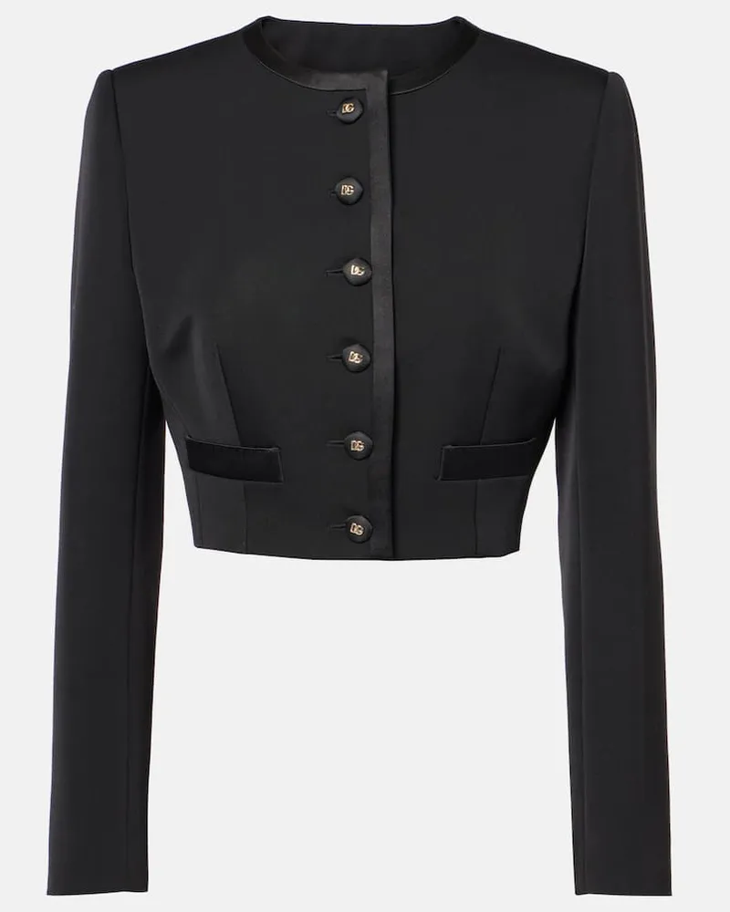 Dolce & Gabbana Giacca cropped in misto lana Nero
