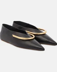 Jil Sander Ballerine in pelle con decorazioni Nero