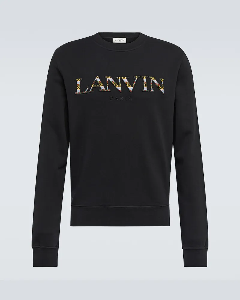 Lanvin Felpa in cotone con ricamo Nero