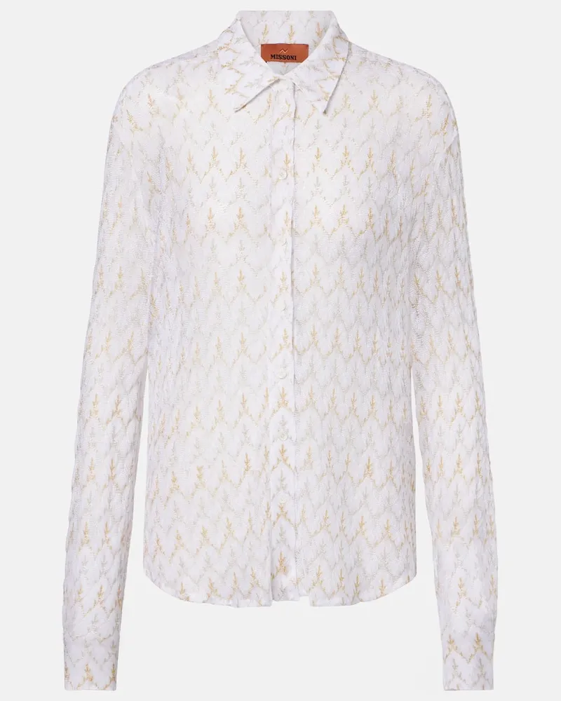 Missoni Camicia in maglia traforata in lamÃ Bianco