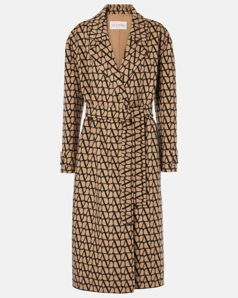 Valentino Garavani Cappotto Toile Iconographe in seta e lana Marrone