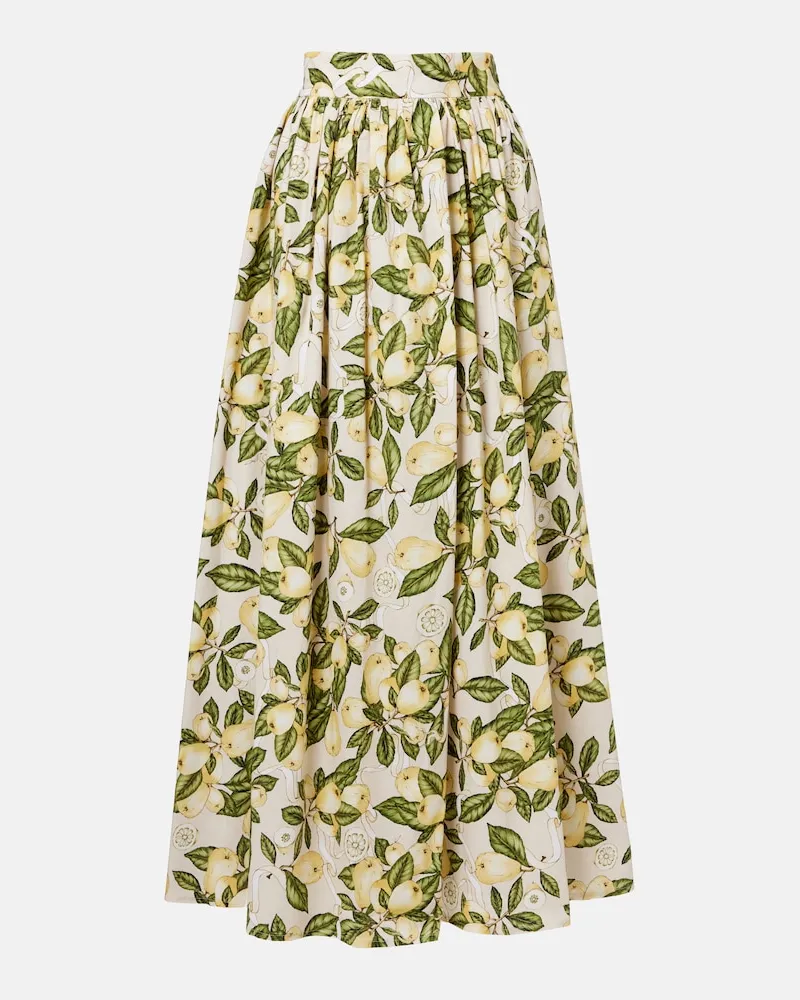 Adriana Degreas Gonna lunga in misto cotone con stampa Beige