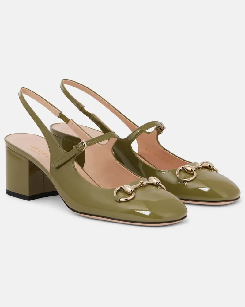Gucci Pumps slingback Horsebit 55 in vernice Verde