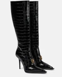 Versace Stivali in vernice stampata Nero