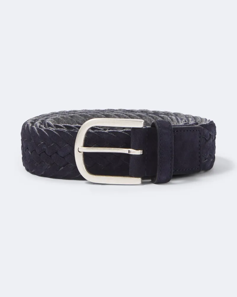Canali Cintura in suede intrecciato Blu