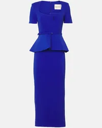 Roland Mouret Abito midi in misto seta e lana Blu