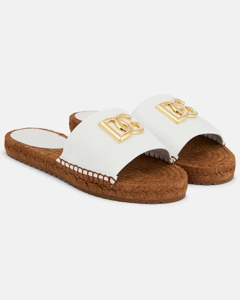 Dolce & Gabbana Espadrillas in pelle con cristalli Nero