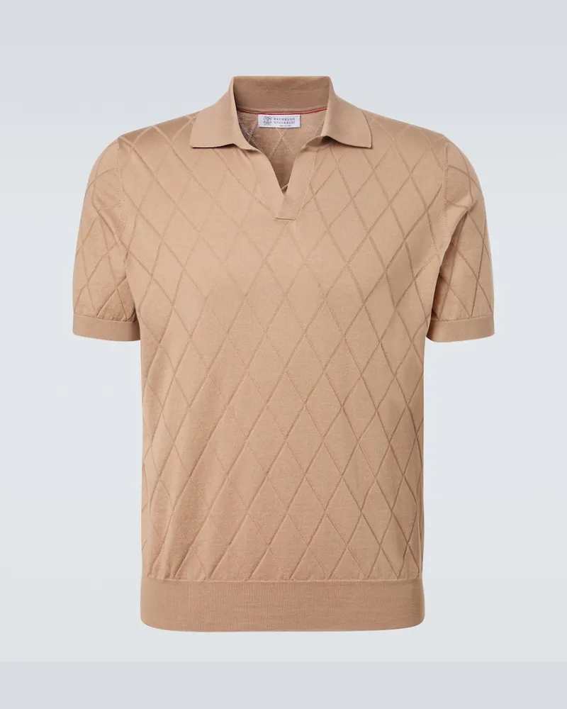 Brunello Cucinelli Polo in maglia di cotone Beige