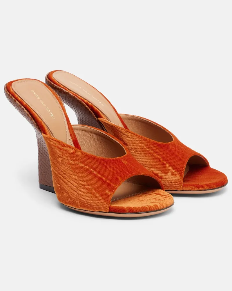 Dries van Noten Mules in velluto Arancione