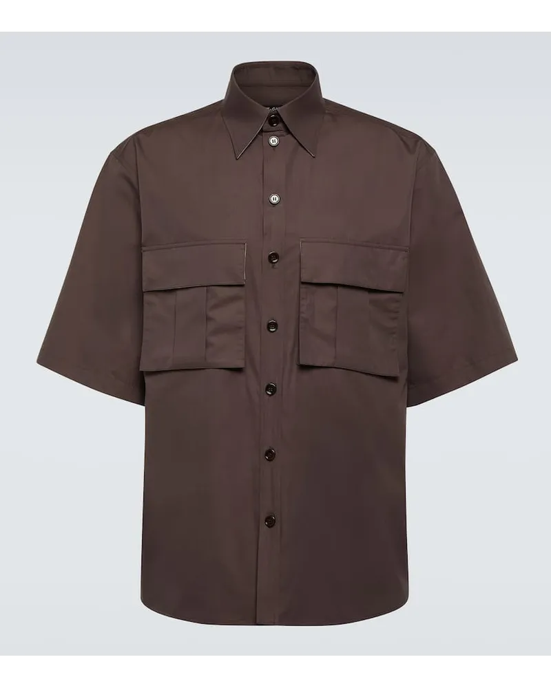 Dolce & Gabbana Camicia in popeline di seta e cotone Marrone
