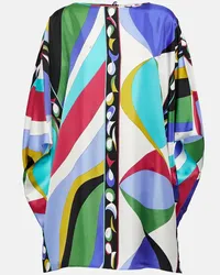 Emilio Pucci Caftano Pesci in twill di seta Multicolore