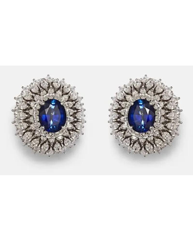YEPREM Y-Couture - Orecchini in oro bianco 18kt con diamanti e zaffiri Argento