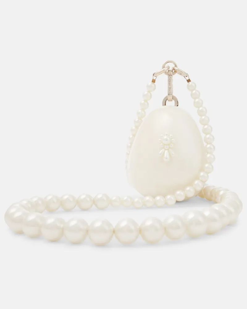 Simone Rocha Clutch Nano Egg con perle Bianco