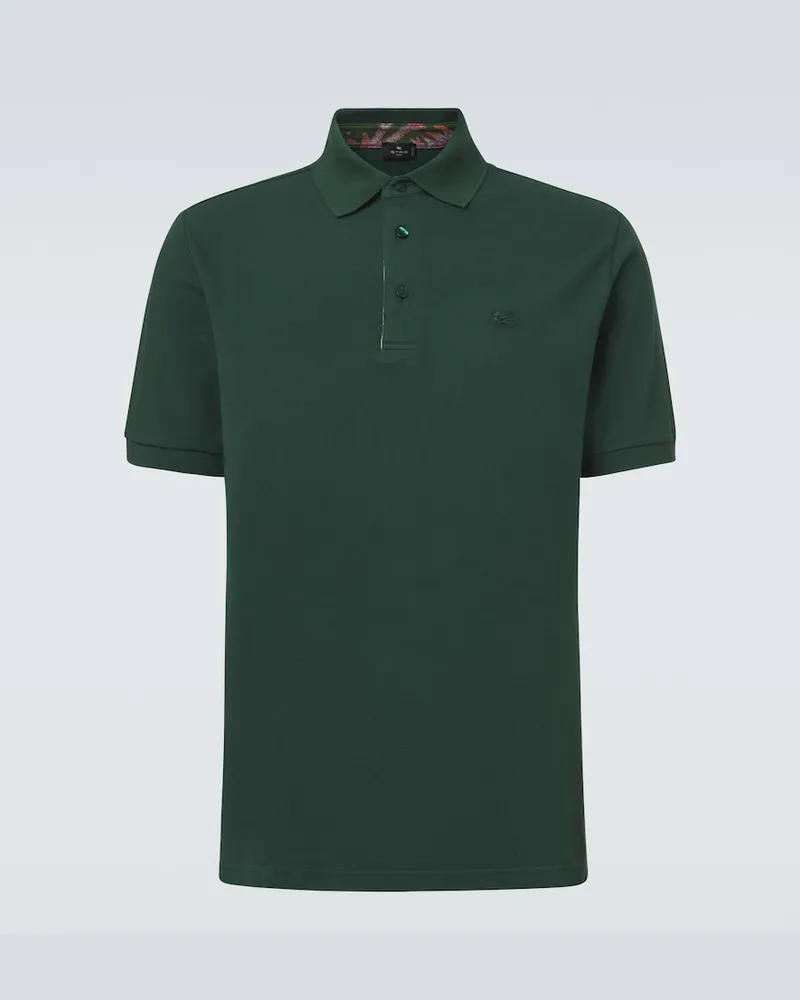 Etro Polo Pegaso in piqué di cotone Verde