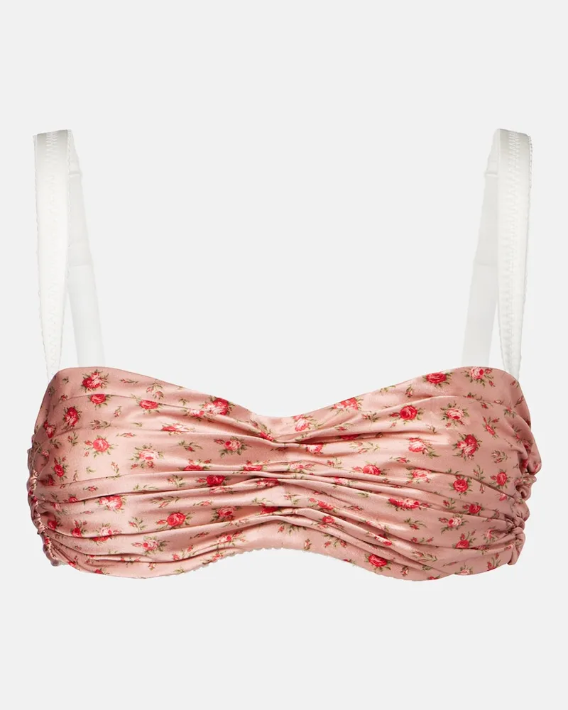 Dolce & Gabbana Top in raso di seta con stampa floreale Rosa