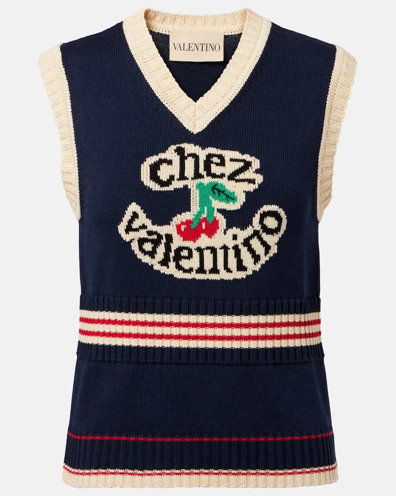 Valentino Garavani Gilet Chez Valentino in cotone Blu
