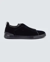 Ermenegildo Zegna Sneakers Triple Stitch con suede Blu