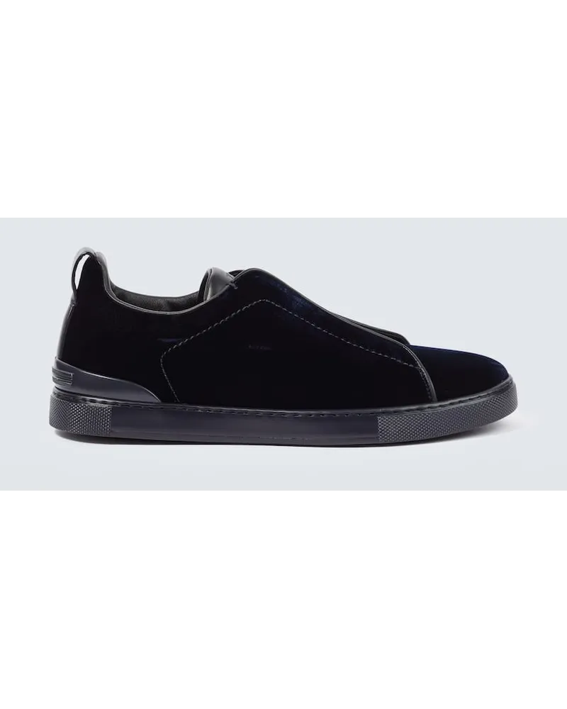 Ermenegildo Zegna Sneakers Triple Stitch con suede Blu