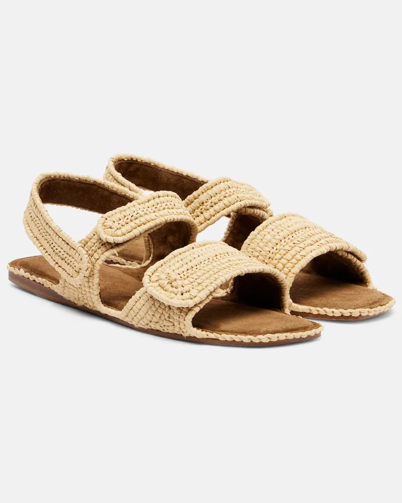 KHAITE Sandali Boden in rafia con pelle Beige