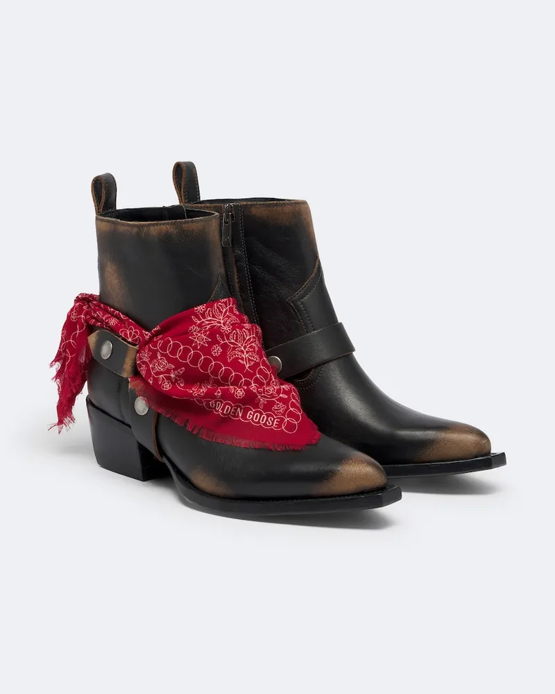 Golden Goose Stivali texani Debbie in pelle Nero