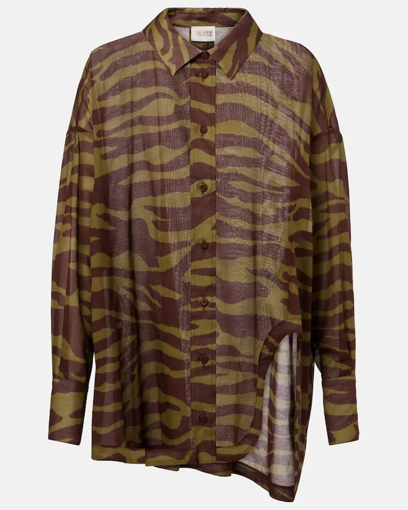 ATTICO Camicia in mussola di cotone con stampa zebrata Verde