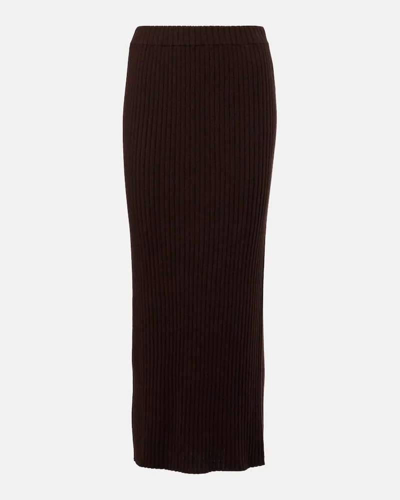 Jardin des Orangers Gonna lunga in cashmere a coste Marrone
