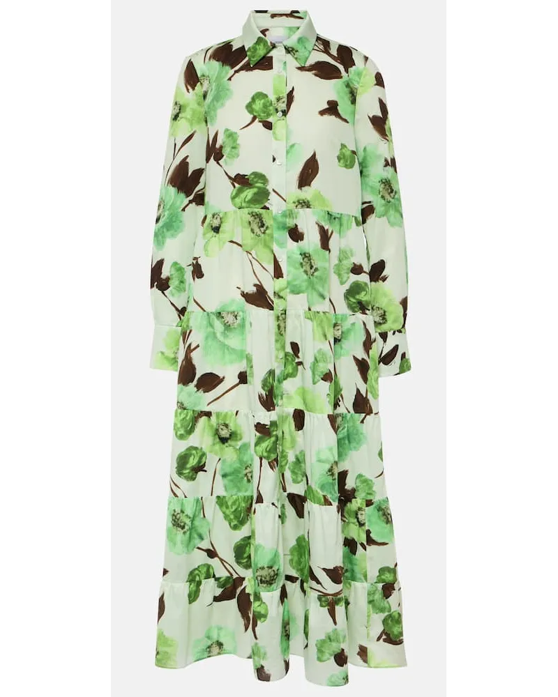 Erdem Abito chemisier in cotone a fiori Verde