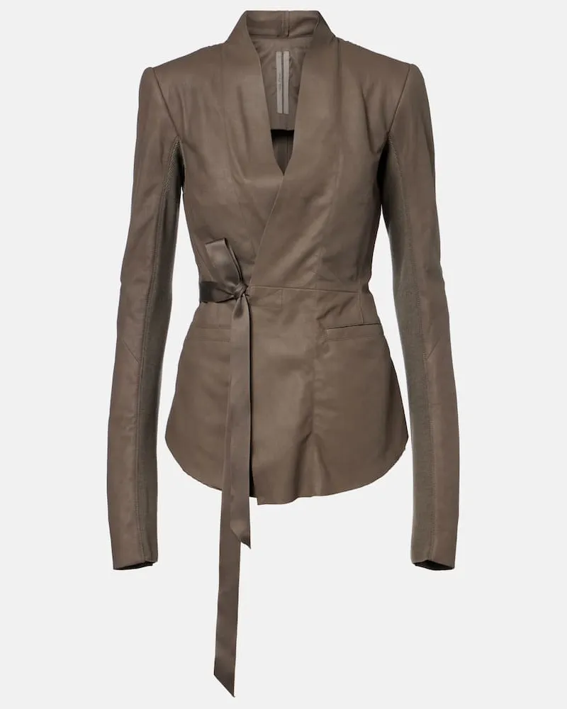 Rick Owens Blazer Hollywood in pelle con lana vergine Grigio