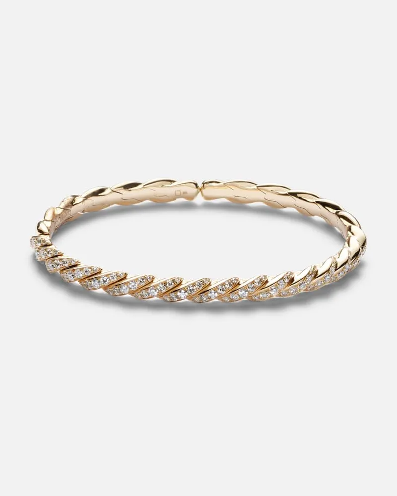 David Yurman Bracciale Sculpted Cable Flex in oro18kt con diamanti Oro