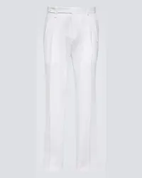 Brioni Pantaloni chino Elba in gabardine di cotone Bianco