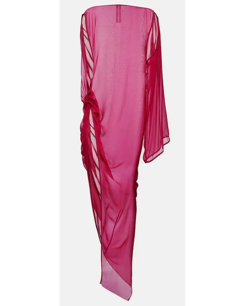 Rick Owens Abito lungo Abito in seta con drappeggi Rosa
