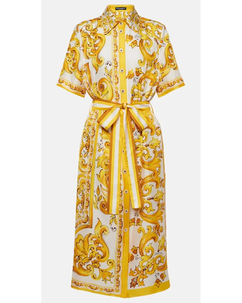 Dolce & Gabbana Abito chemisier Majolica in seta Giallo