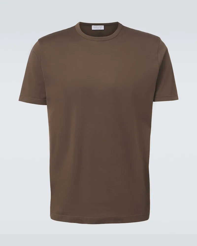 Sunspel T-shirt in jersey di cotone Marrone
