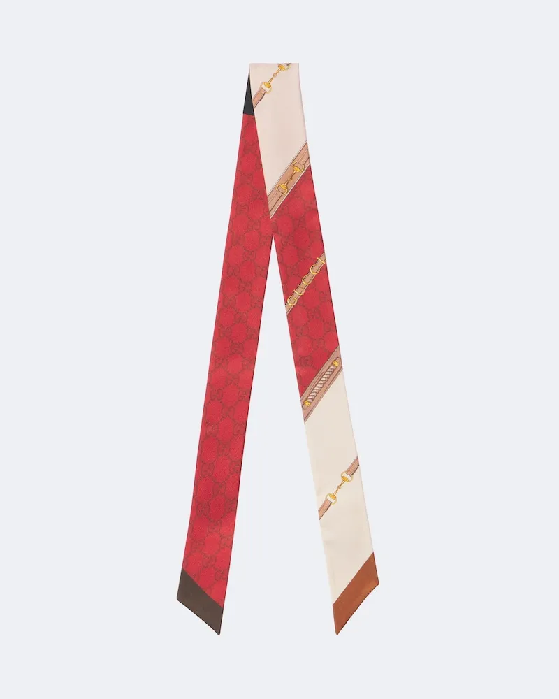 Gucci Sciarpa GG Horsebit in twill di seta Multicolore