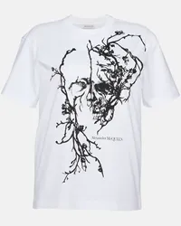 Alexander McQueen T-shirt in jersey di cotone con stampa Bianco