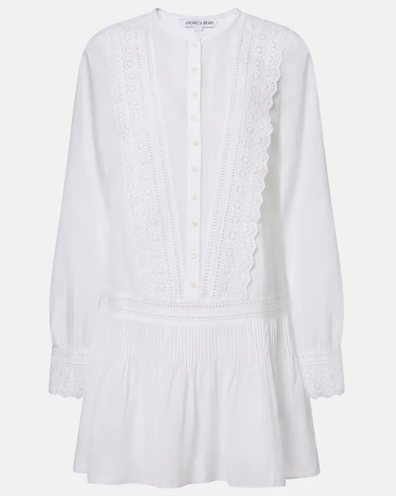 Veronica Beard Abito corto Marguerite in misto cotone Bianco