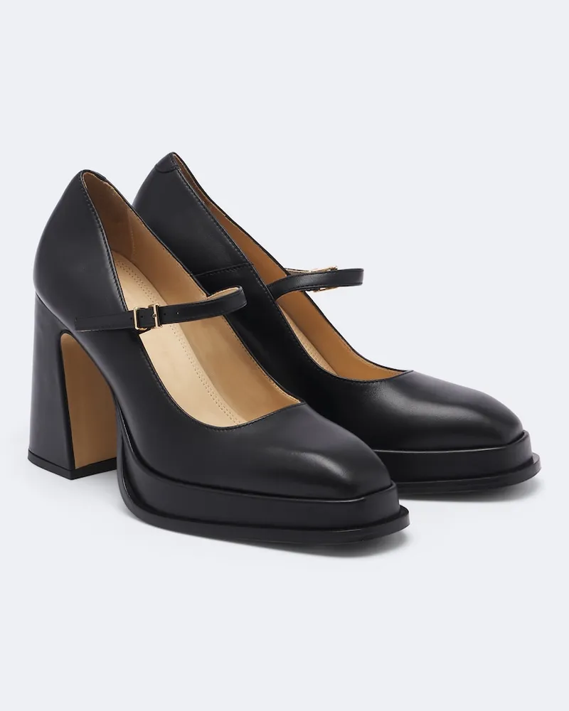SOULIERS MARTINEZ Pumps Mary Jane Casilda in pelle con plateau Nero
