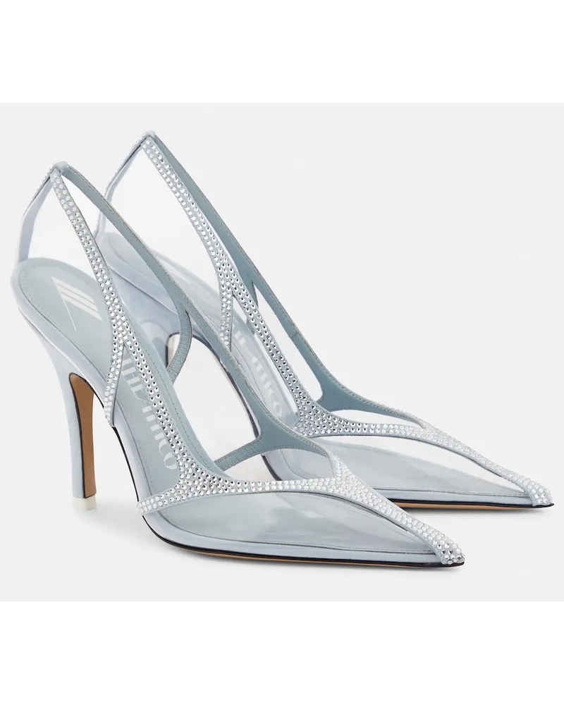 ATTICO Pumps Venus Chrome in PVC e suede Argento