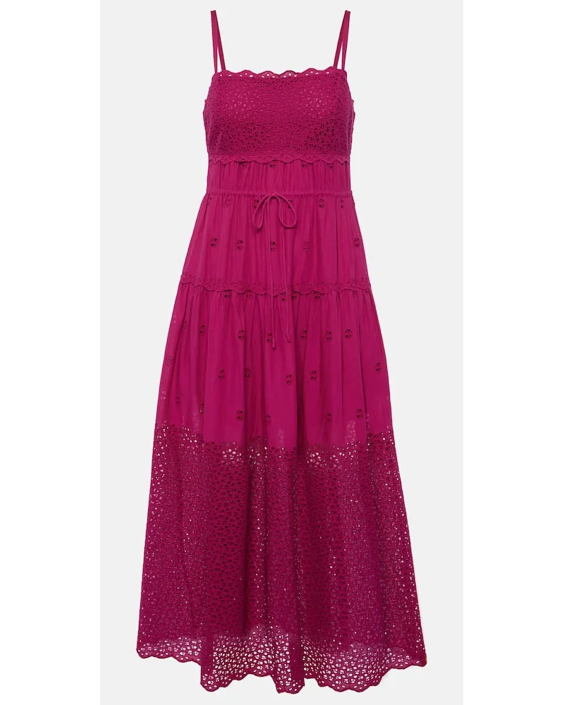 Ulla Johnson Abito lungo Isadore in voile di cotone Rosso