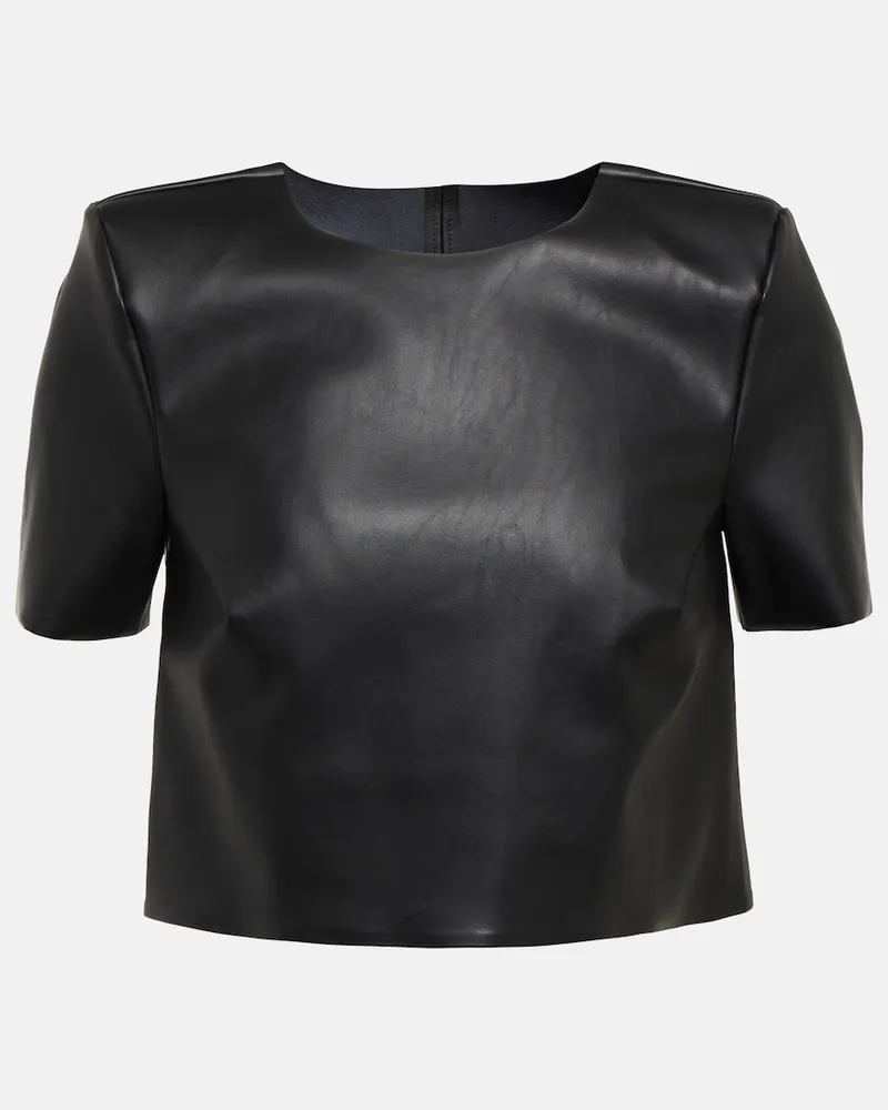 Wolford T-shirt cropped in similpelle Nero