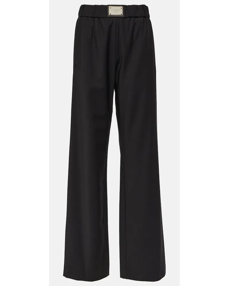 Dolce & Gabbana Pantaloni a gamba larga in misto lana Nero