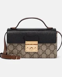 Gucci Borsa Padlock Mini in tessuto e pelle Beige