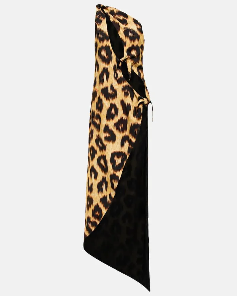 ATTICO Abito lungo con cut-out e stampa Marrone