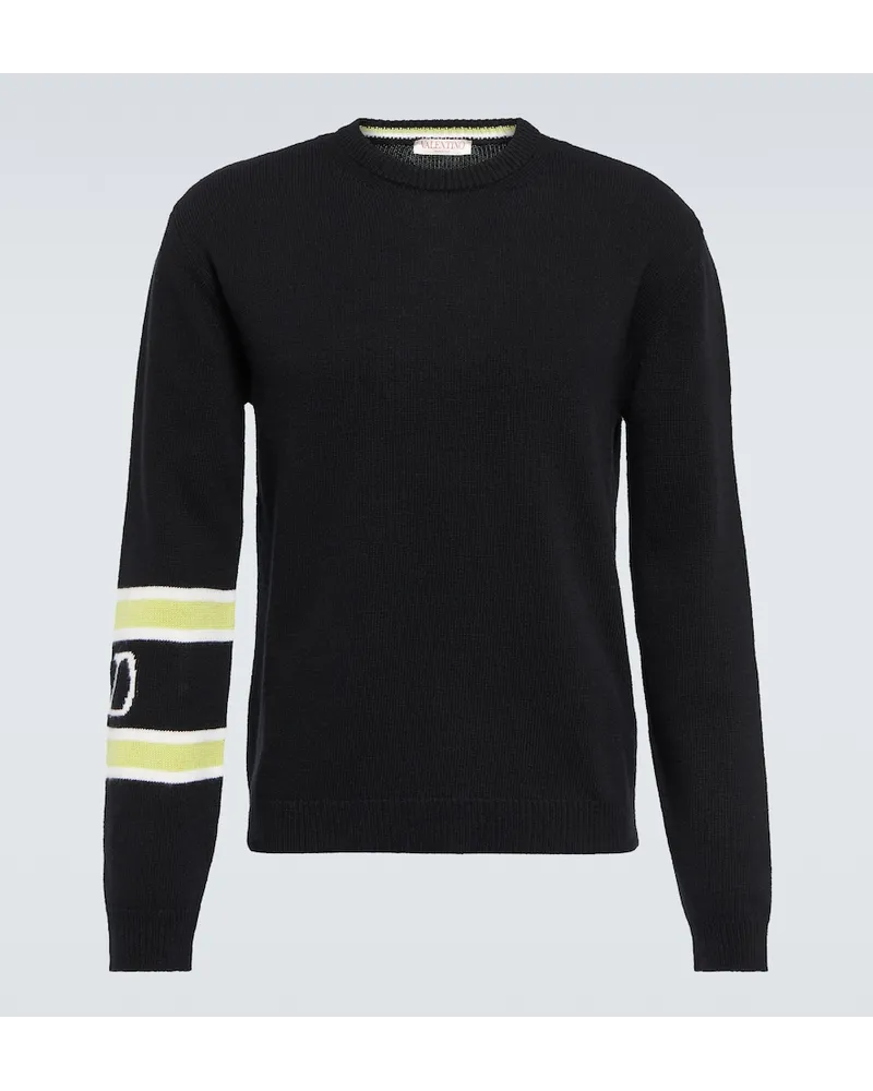 Valentino Garavani Pullover VLogo in lana e cashmere Nero