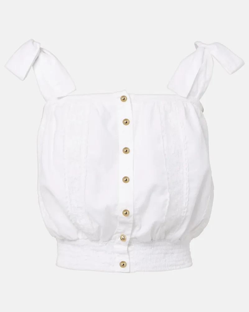 Melissa Odabash Top Giulia in cotone con pizzo Bianco