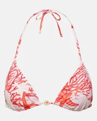 Versace Top bikini con stampa Rosa